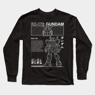 GUNDAM RX 178 BLACK WHITE STREETWEAR SHIRT HOODIE Long Sleeve T-Shirt